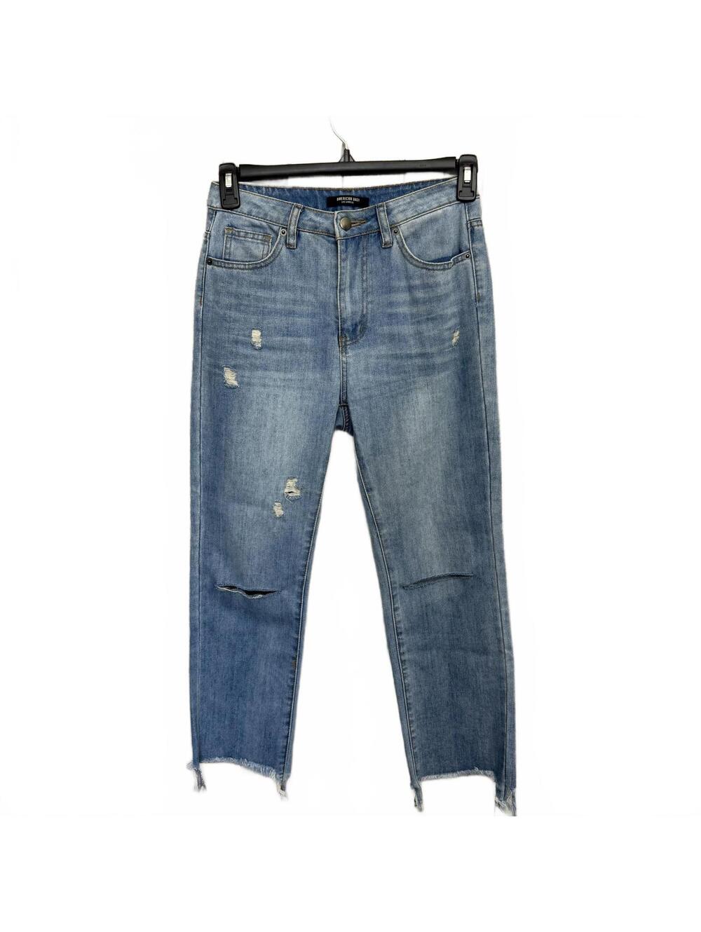 American Bazi Women's 3 Fits like 25/26 Distressed Straight Leg Jeans